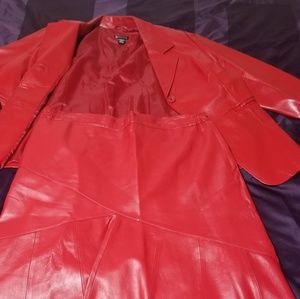 100% Leather skirt suit
